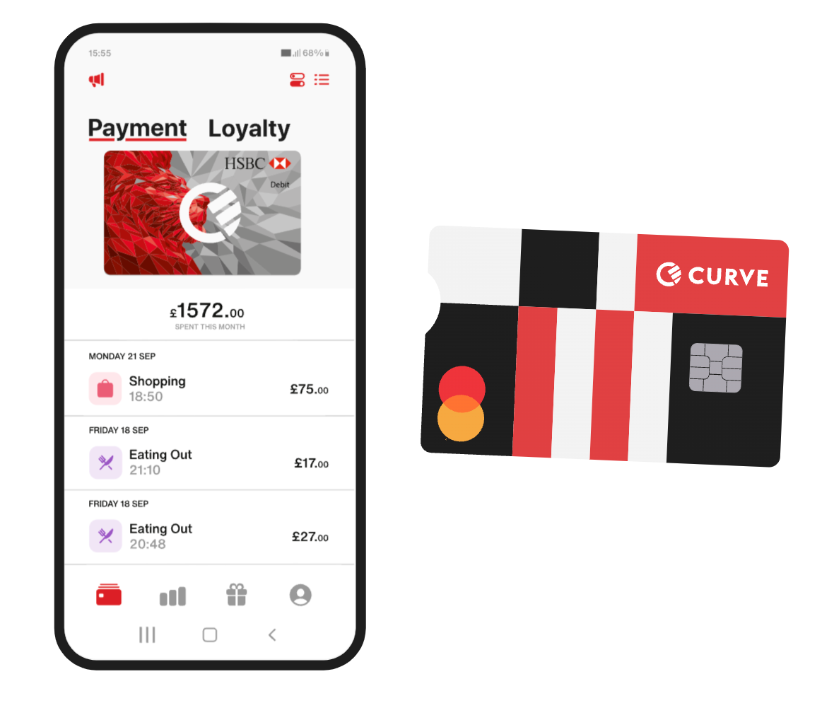 Curve payment card